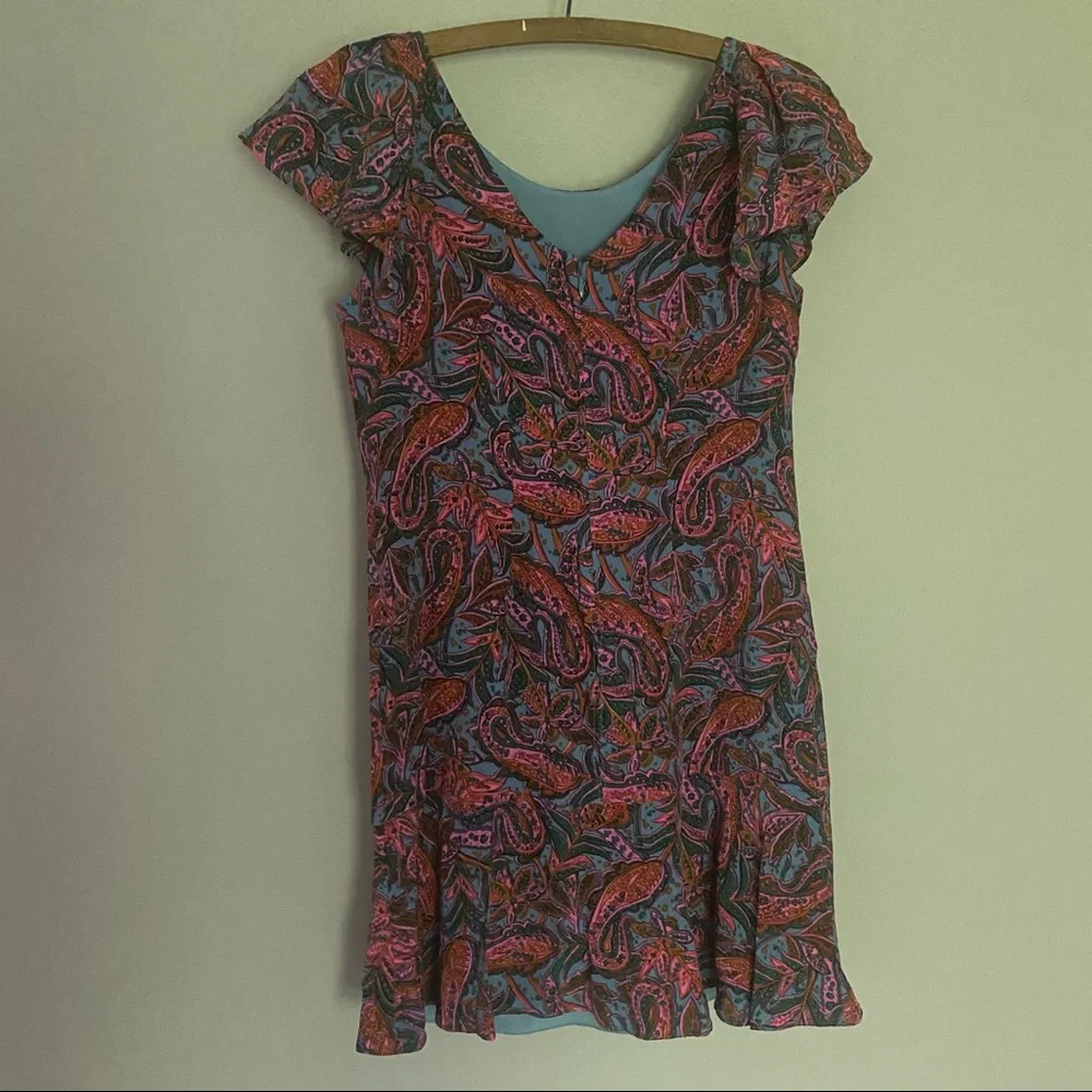 J. Crew Ruffled Paisley Print Silk Shift Dress
